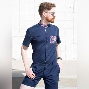 NWT Romperjack Men’s Navy Rose Romper - Size XL